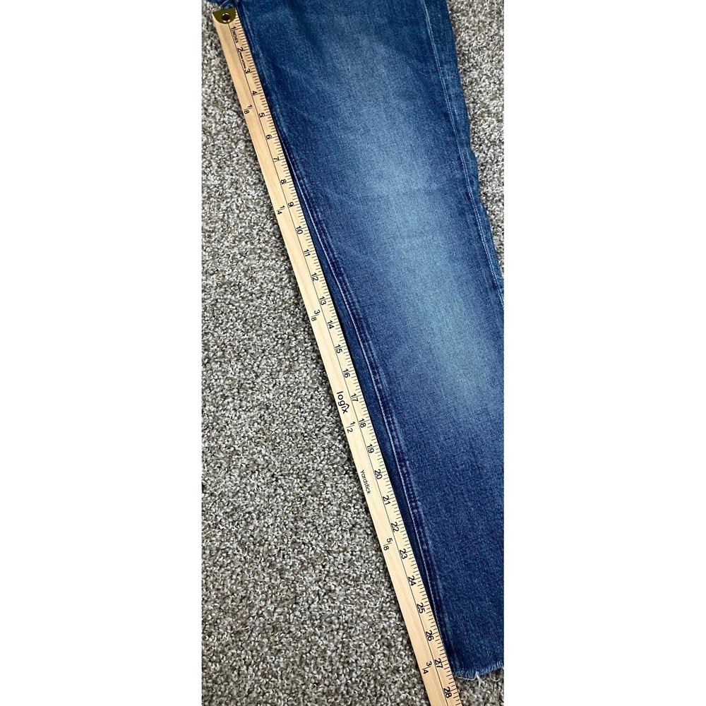 Mother The Runaway Popism Blue Flare Jeans Raw Hem High Rise Size 24 Made in USA - Picture 14 of 15